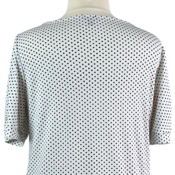Ann Taylor Women’s Top Blouse Short Sleeves White Black Polka Dot Size XL - Picture 8 of 11